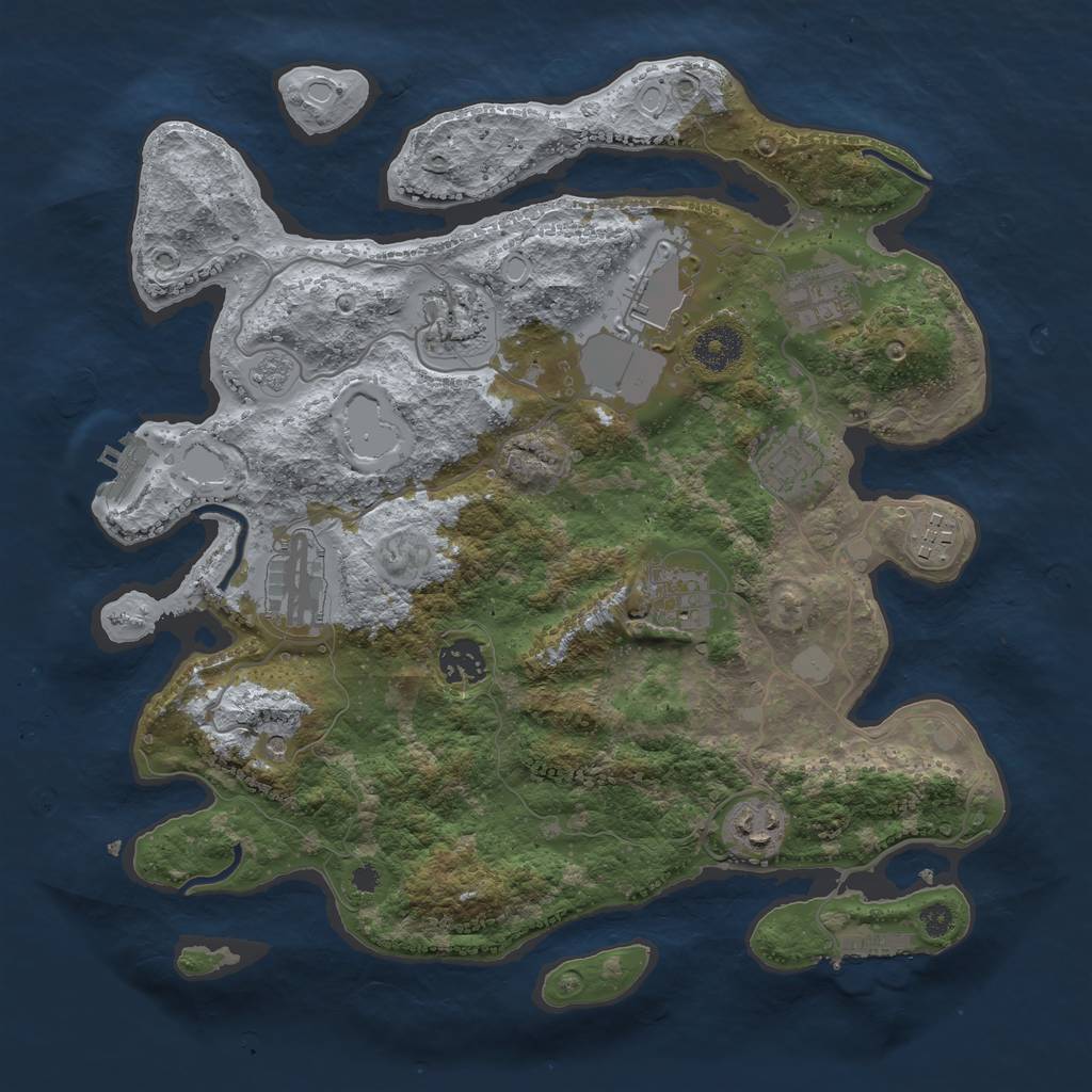 Rust Map: Procedural Map, Size: 3500, Seed: 583441238, 18 Monuments