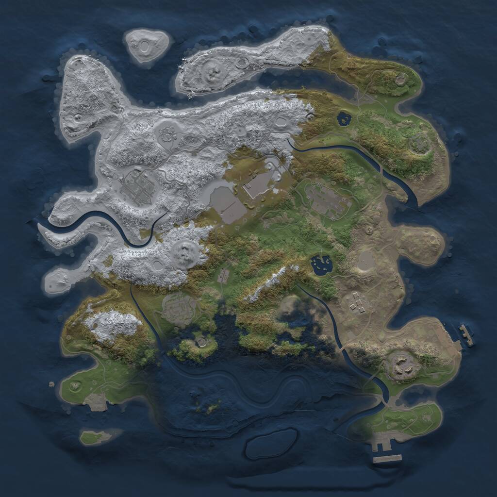Rust Map: Procedural Map, Size: 3500, Seed: 583441238, 13 Monuments