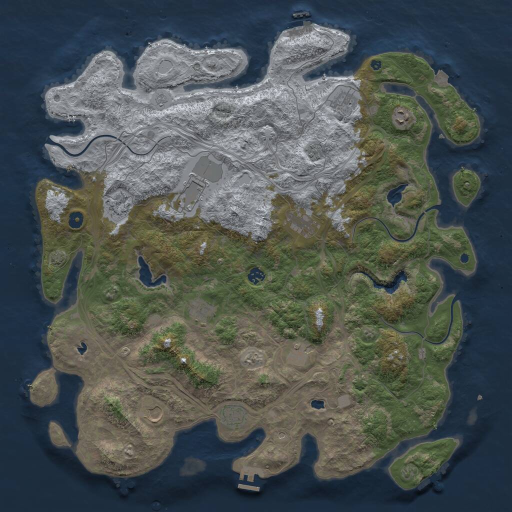 Rust Map: Procedural Map, Size: 4800, Seed: 906184407, 17 Monuments