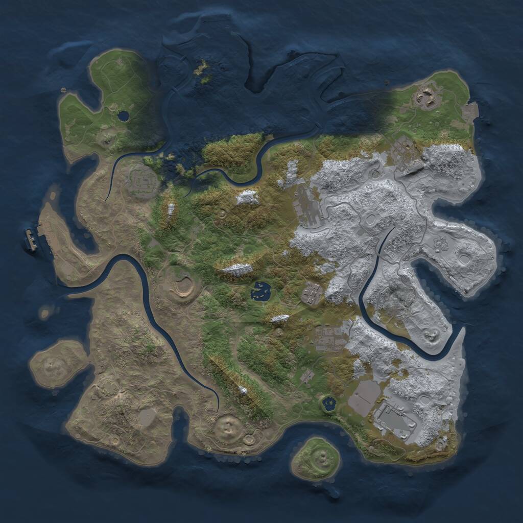 Rust Map: Procedural Map, Size: 3850, Seed: 1299048435, 15 Monuments