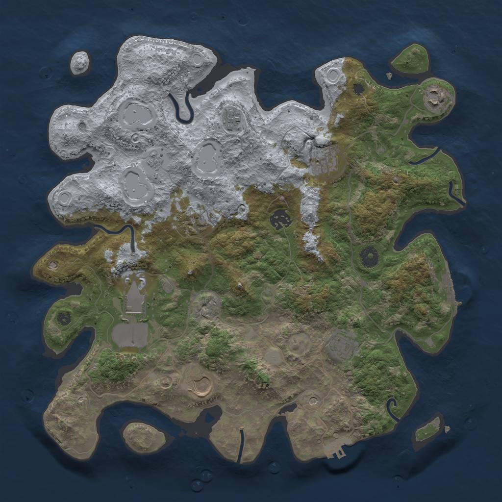 Rust Map: Procedural Map, Size: 3750, Seed: 169083021, 17 Monuments