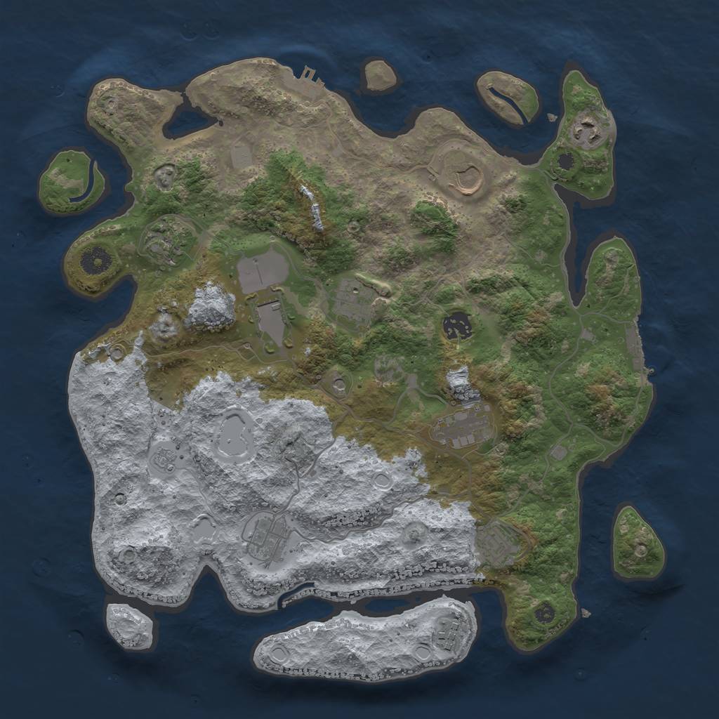 Rust Map: Procedural Map, Size: 3750, Seed: 38245, 19 Monuments