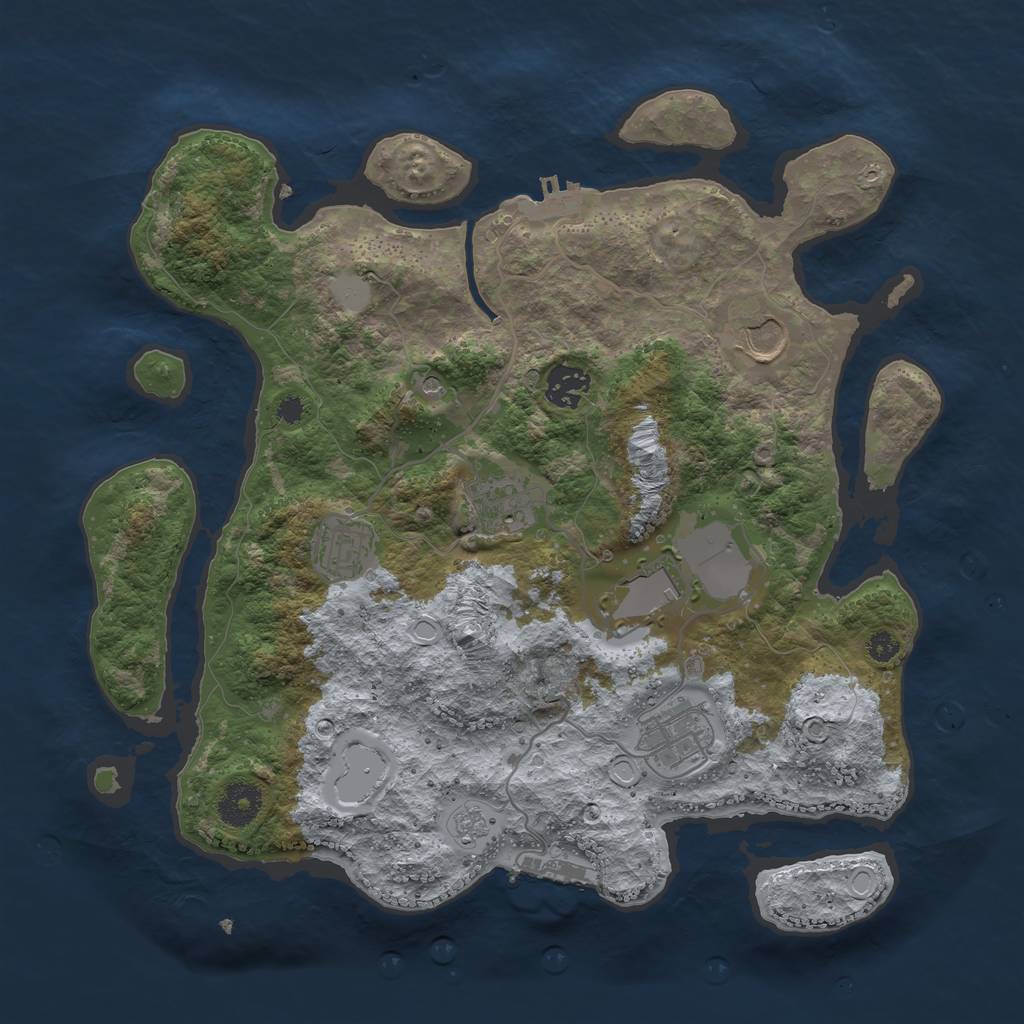 Rust Map: Procedural Map, Size: 3500, Seed: 16912640, 15 Monuments