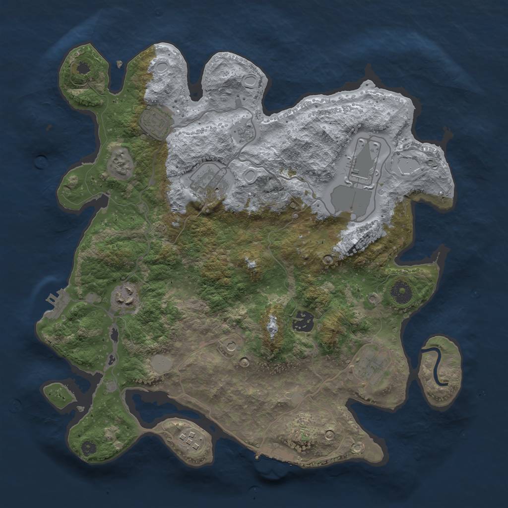Rust Map: Procedural Map, Size: 3500, Seed: 66543775, 16 Monuments