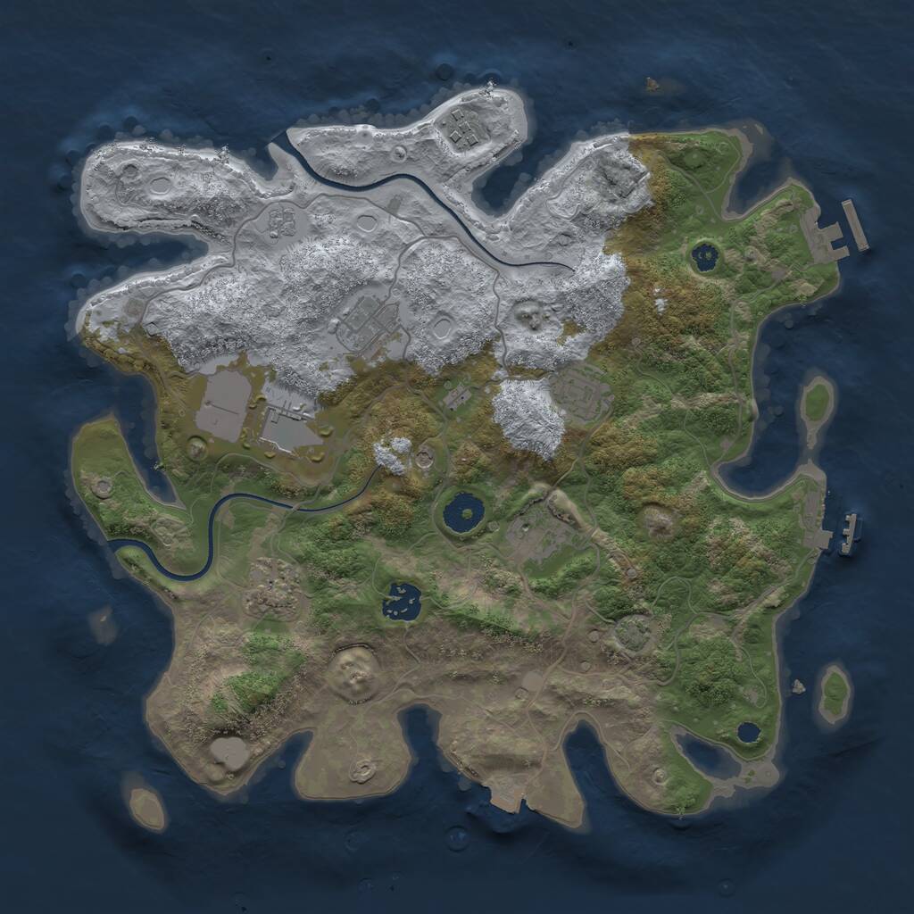 Rust Map: Procedural Map, Size: 3500, Seed: 58740867, 13 Monuments