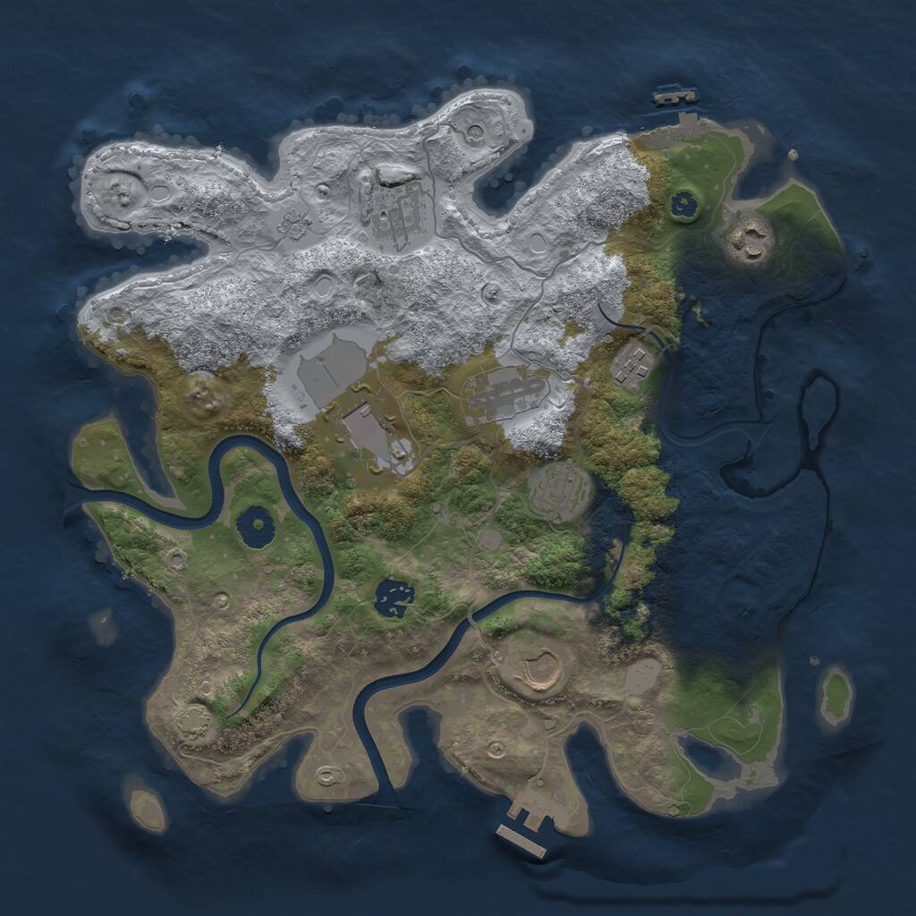 Rust Map: Procedural Map, Size: 3500, Seed: 58740867, 14 Monuments