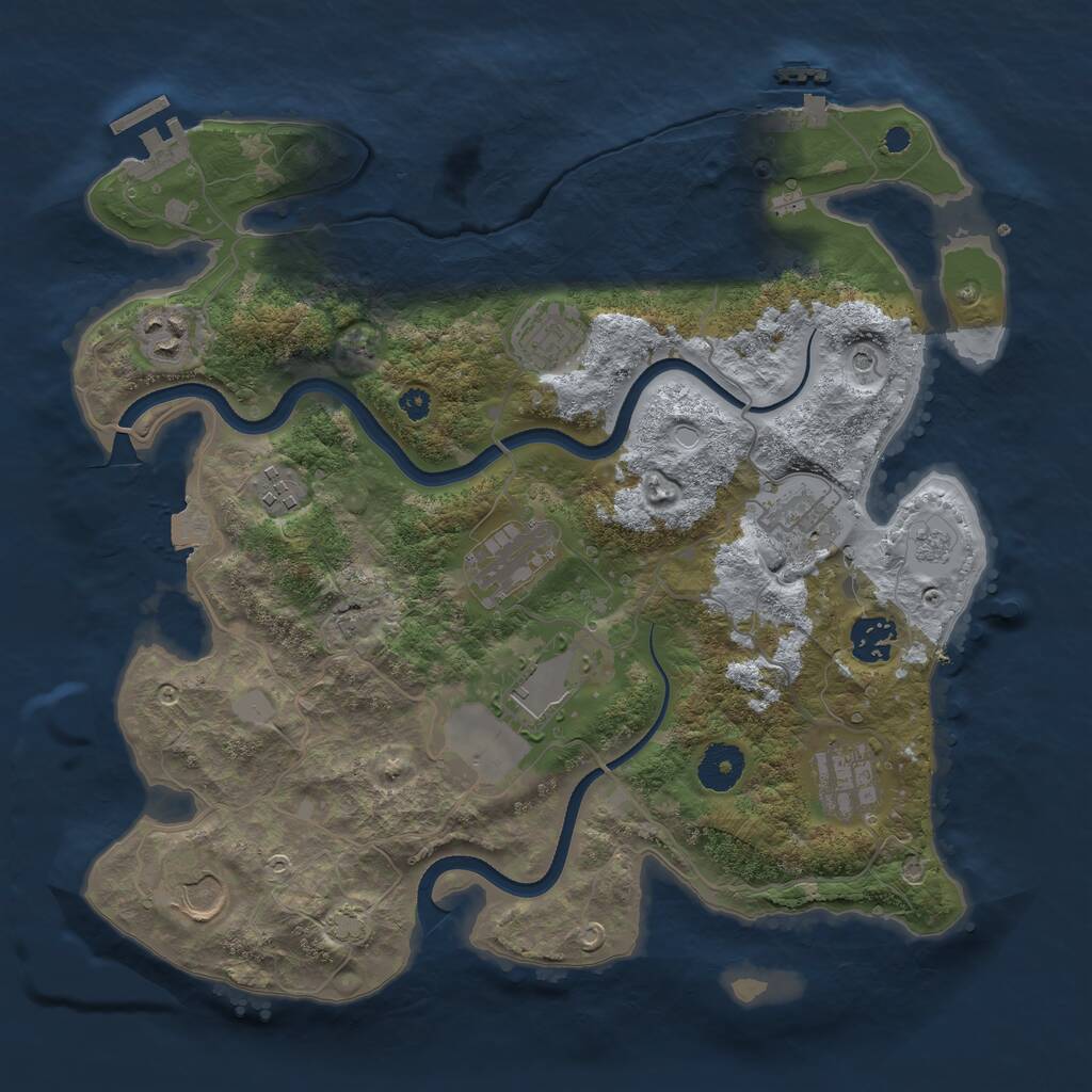 Rust Map: Procedural Map, Size: 3500, Seed: 84147851, 15 Monuments
