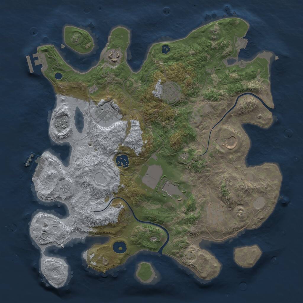 Rust Map: Procedural Map, Size: 3500, Seed: 9106266, 14 Monuments