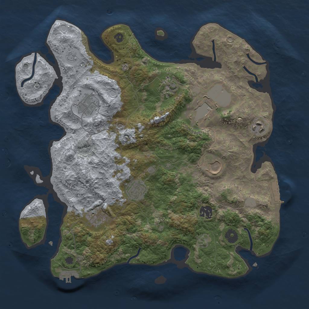 Rust Map: Procedural Map, Size: 3500, Seed: 96732059, 17 Monuments