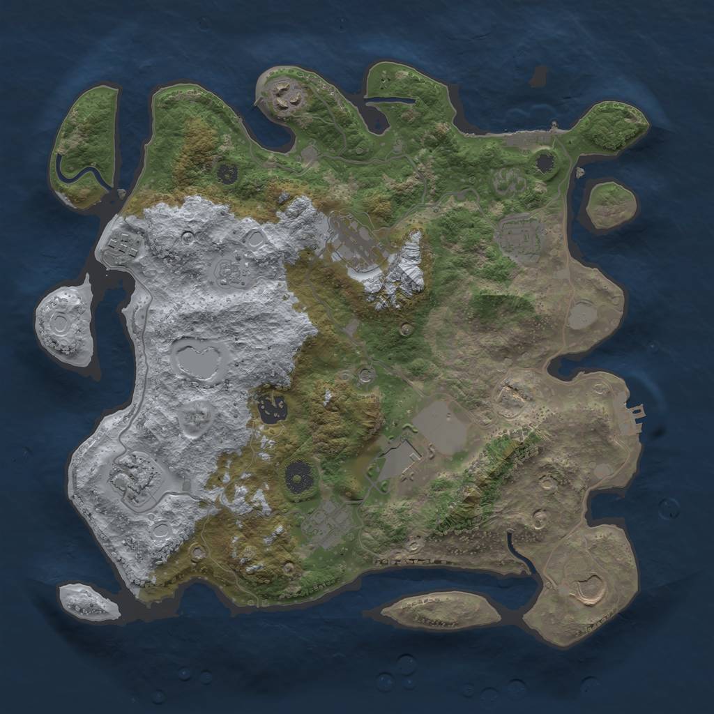 Rust Map: Procedural Map, Size: 3500, Seed: 38169078, 18 Monuments