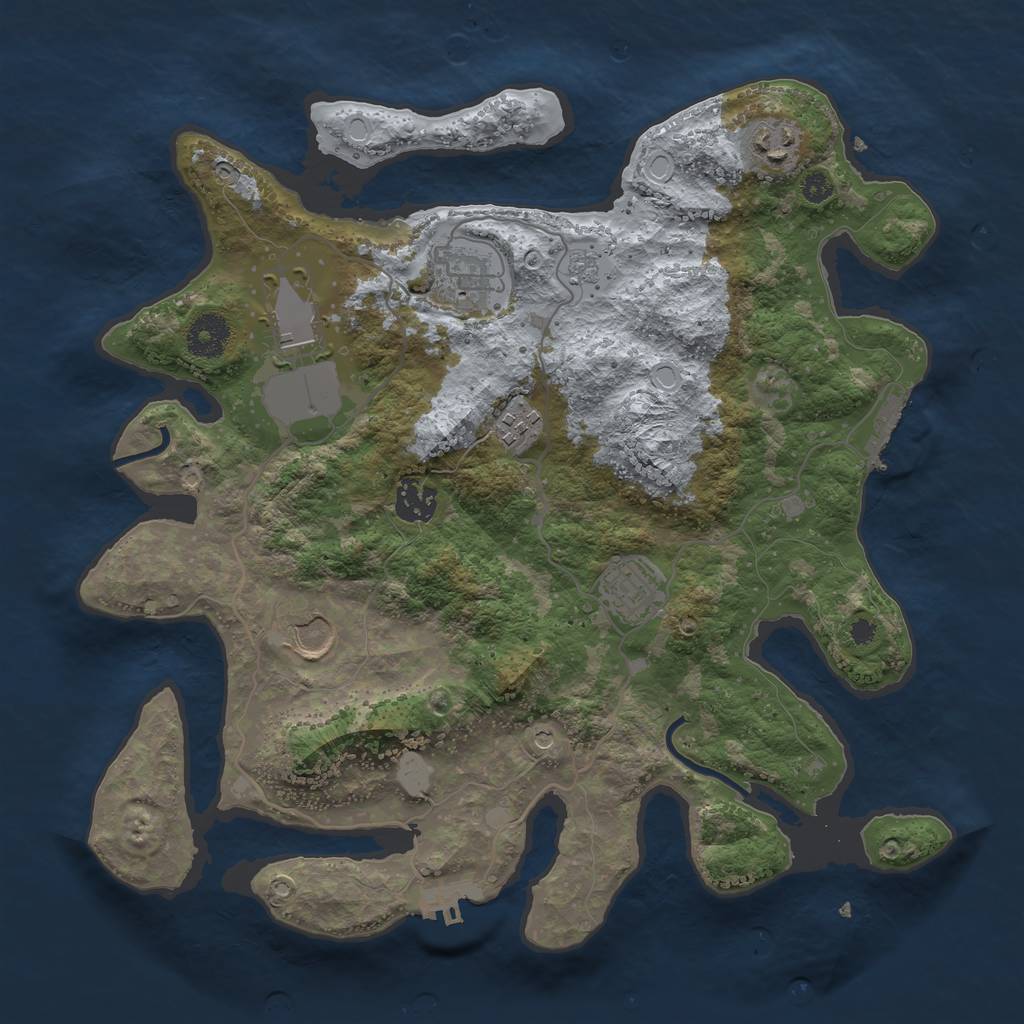 Rust Map: Procedural Map, Size: 3500, Seed: 72610830, 16 Monuments