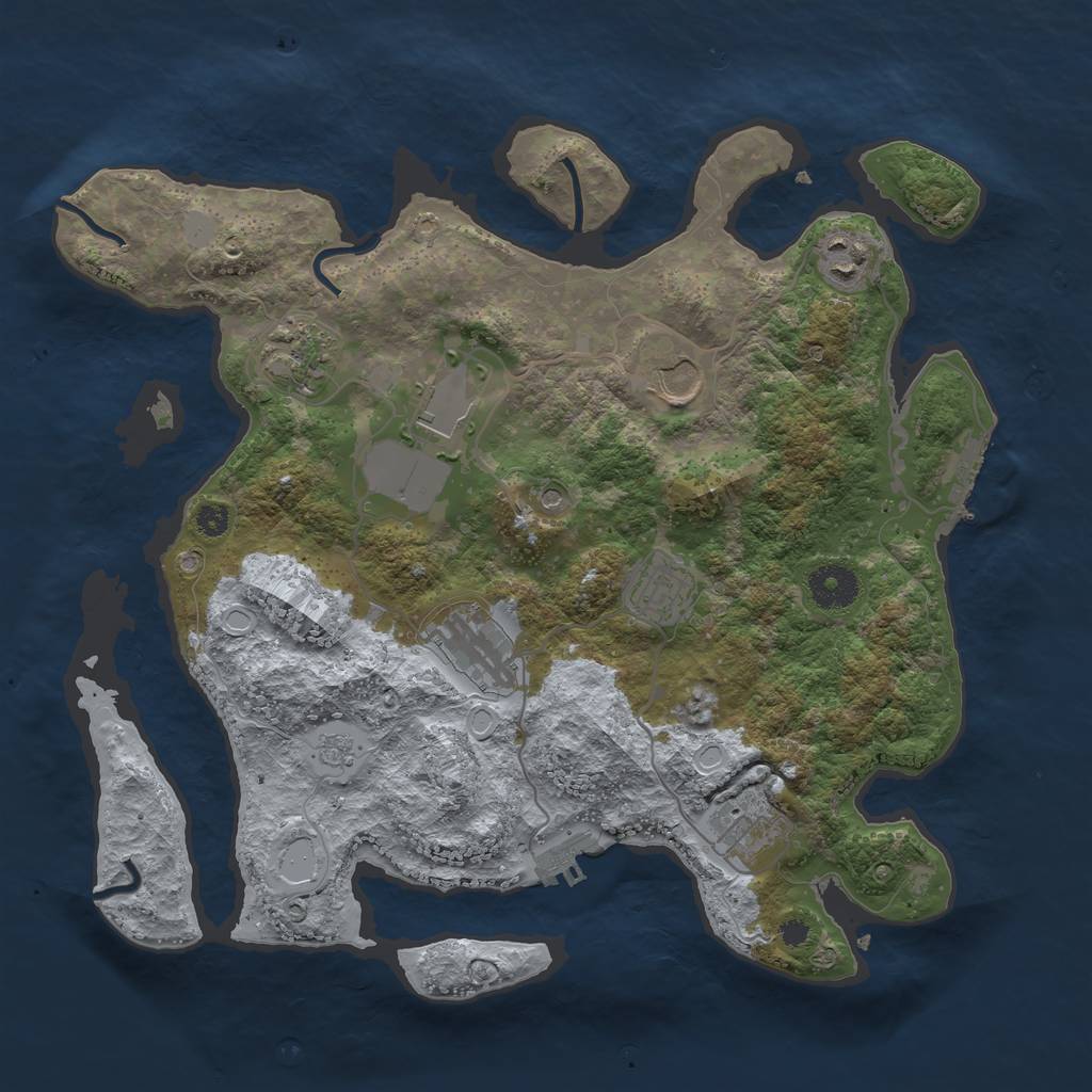 Rust Map: Procedural Map, Size: 3500, Seed: 54926079, 16 Monuments