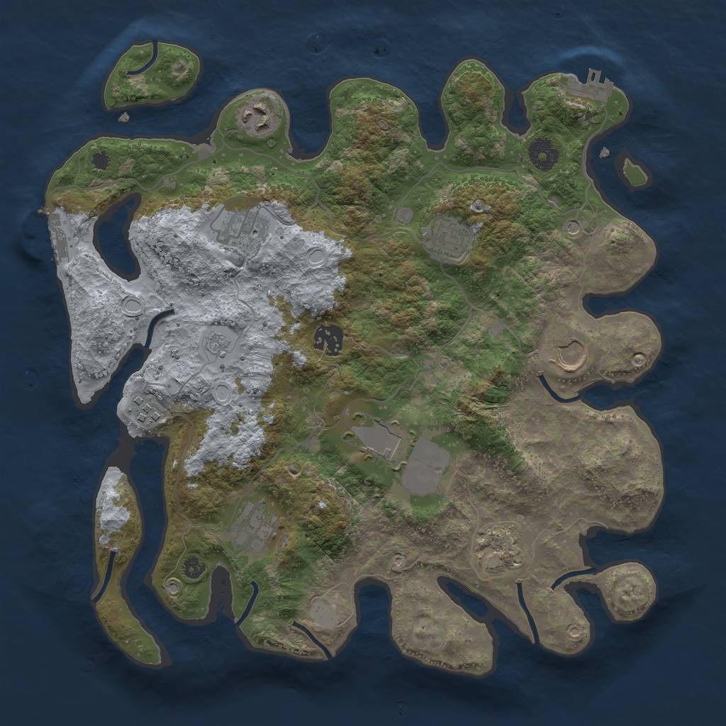 Rust Map: Procedural Map, Size: 3500, Seed: 29332244, 18 Monuments