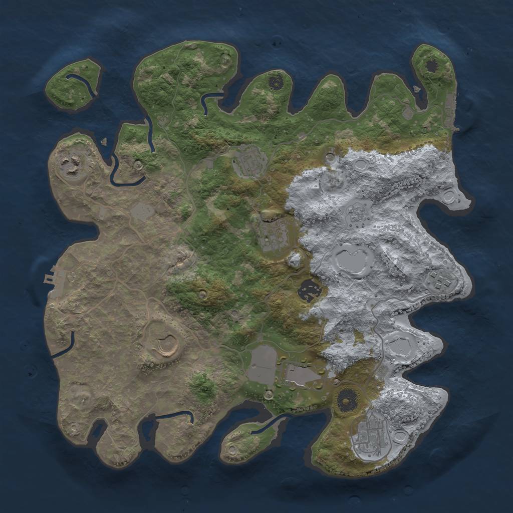 Rust Map: Procedural Map, Size: 3500, Seed: 98291764, 15 Monuments
