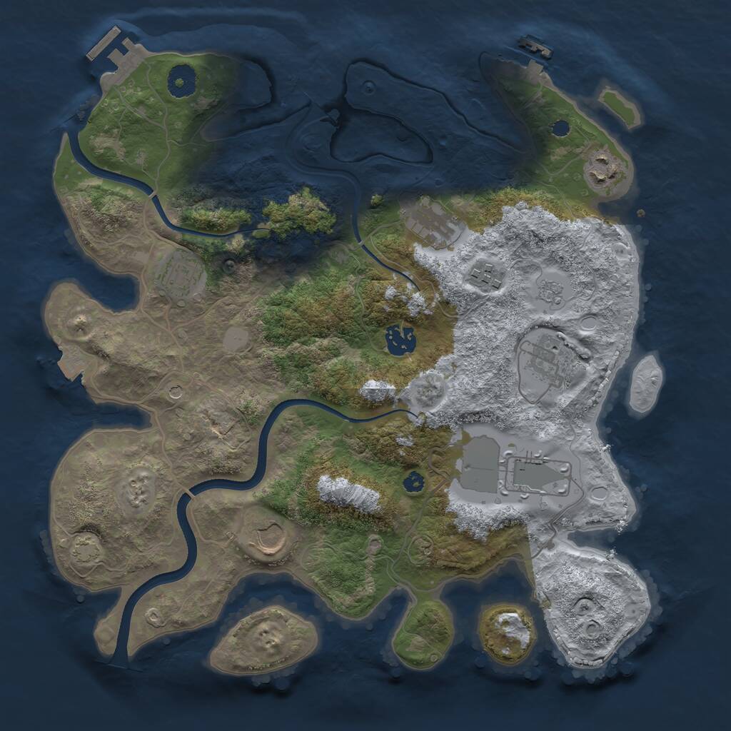 Rust Map: Procedural Map, Size: 3500, Seed: 80614925, 14 Monuments