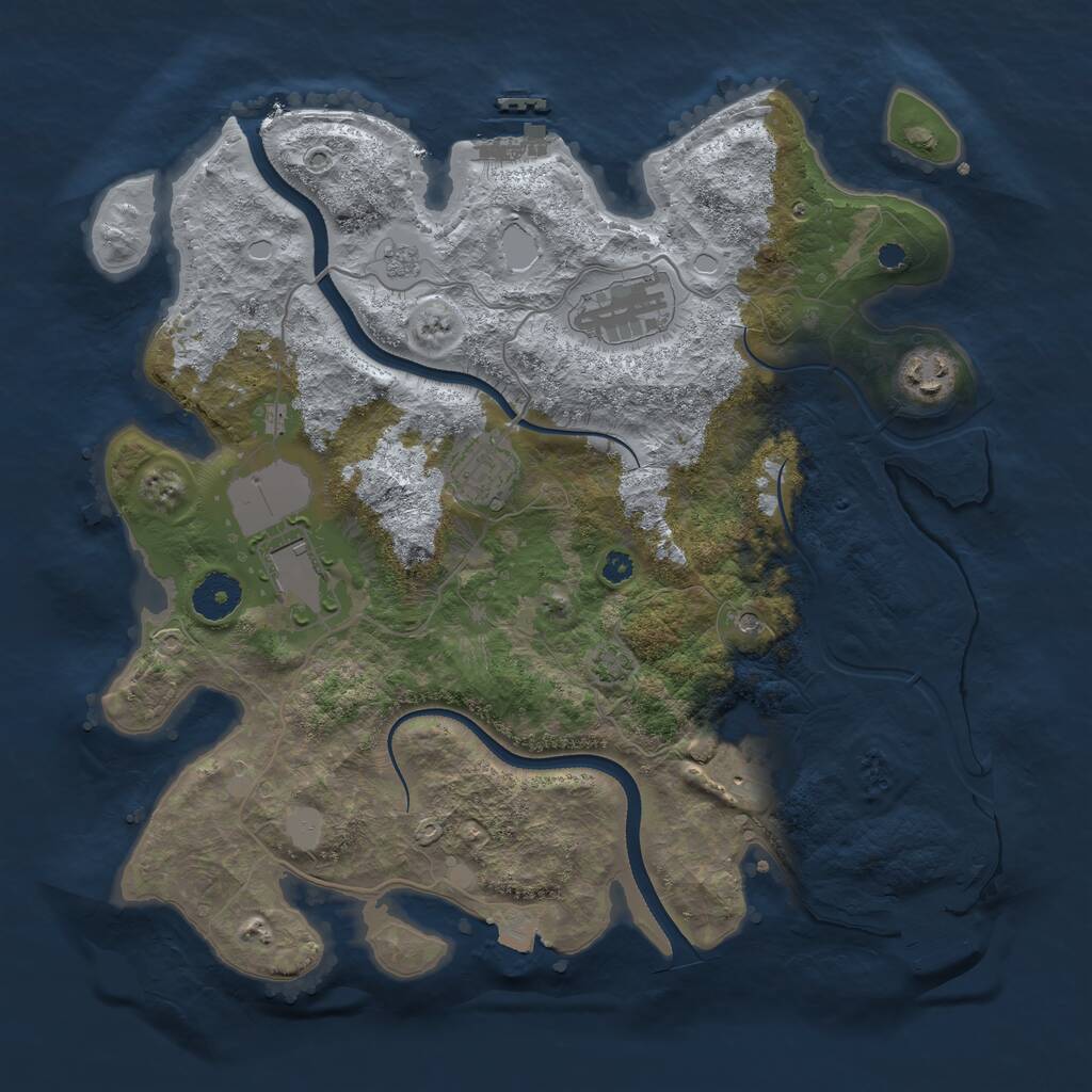 Rust Map: Procedural Map, Size: 3500, Seed: 55814436, 11 Monuments