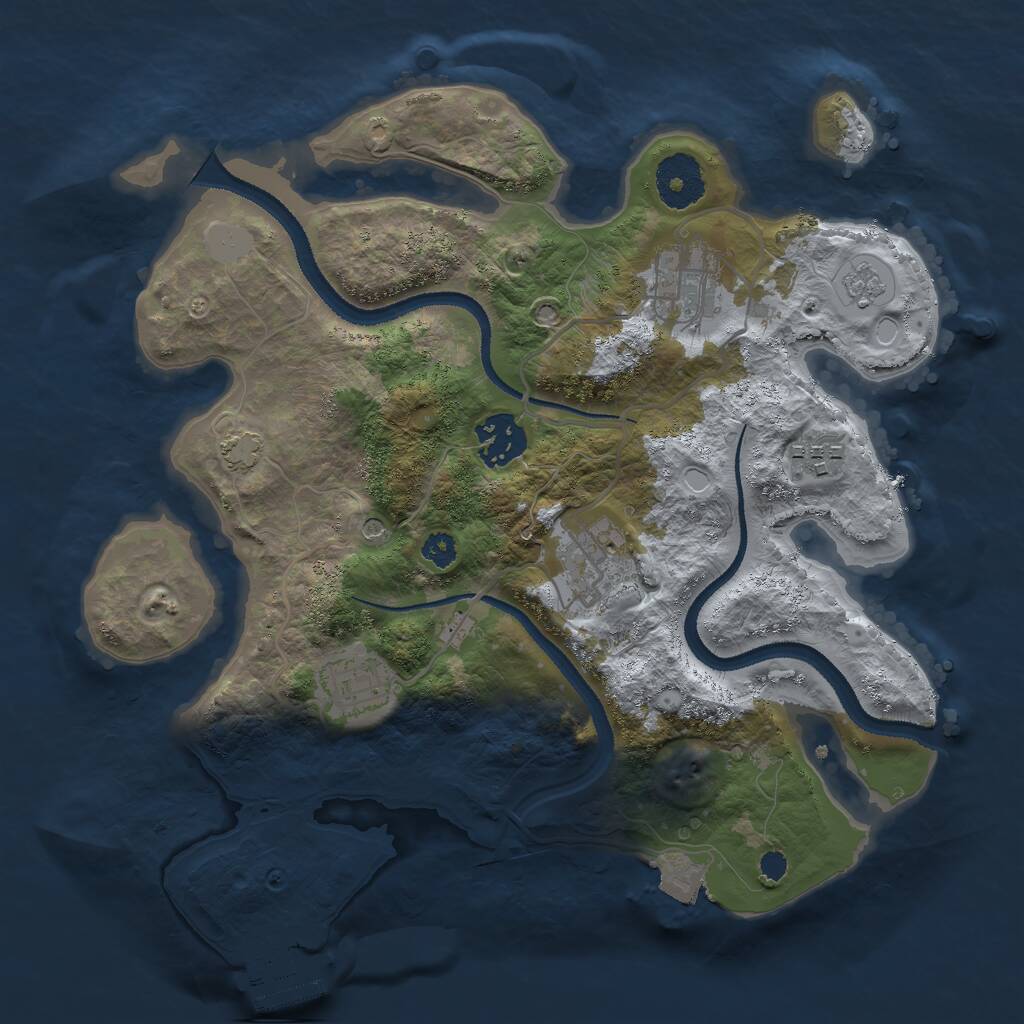 Rust Map: Procedural Map, Size: 3000, Seed: 25659, 10 Monuments