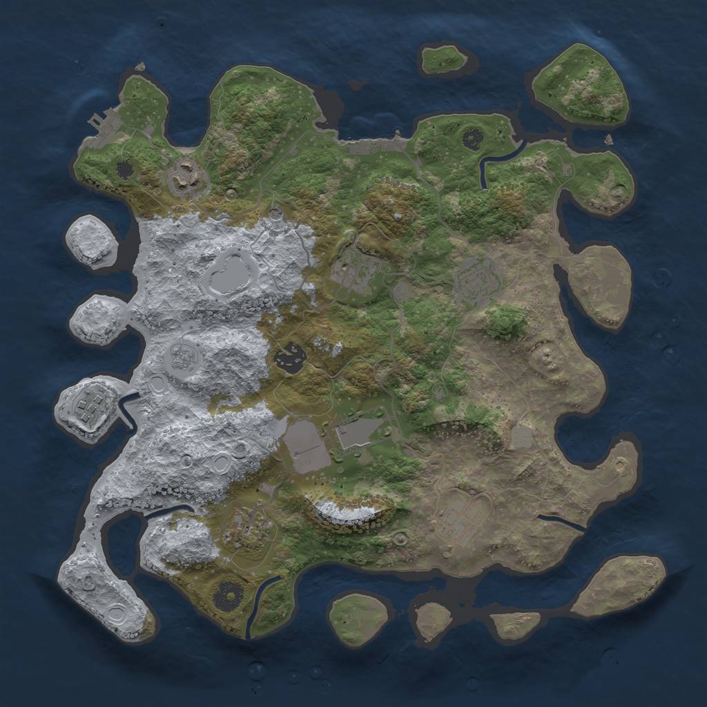 Rust Map: Procedural Map, Size: 3500, Seed: 43744, 17 Monuments