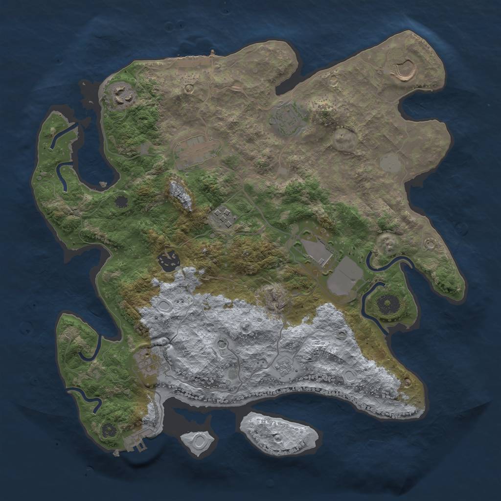Rust Map: Procedural Map, Size: 3500, Seed: 38867352, 15 Monuments