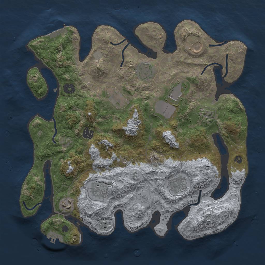Rust Map: Procedural Map, Size: 3500, Seed: 35418733, 19 Monuments