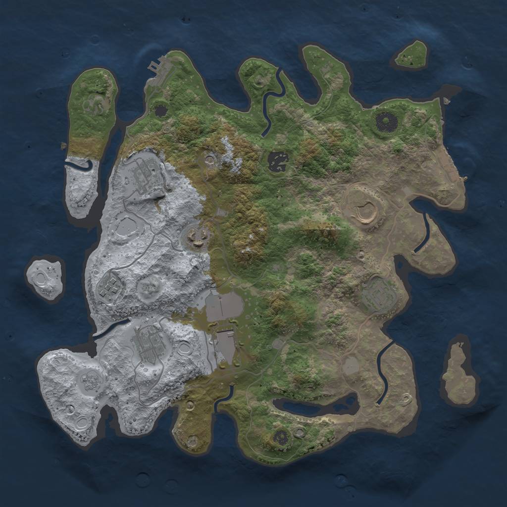 Rust Map: Procedural Map, Size: 3500, Seed: 90153266, 17 Monuments