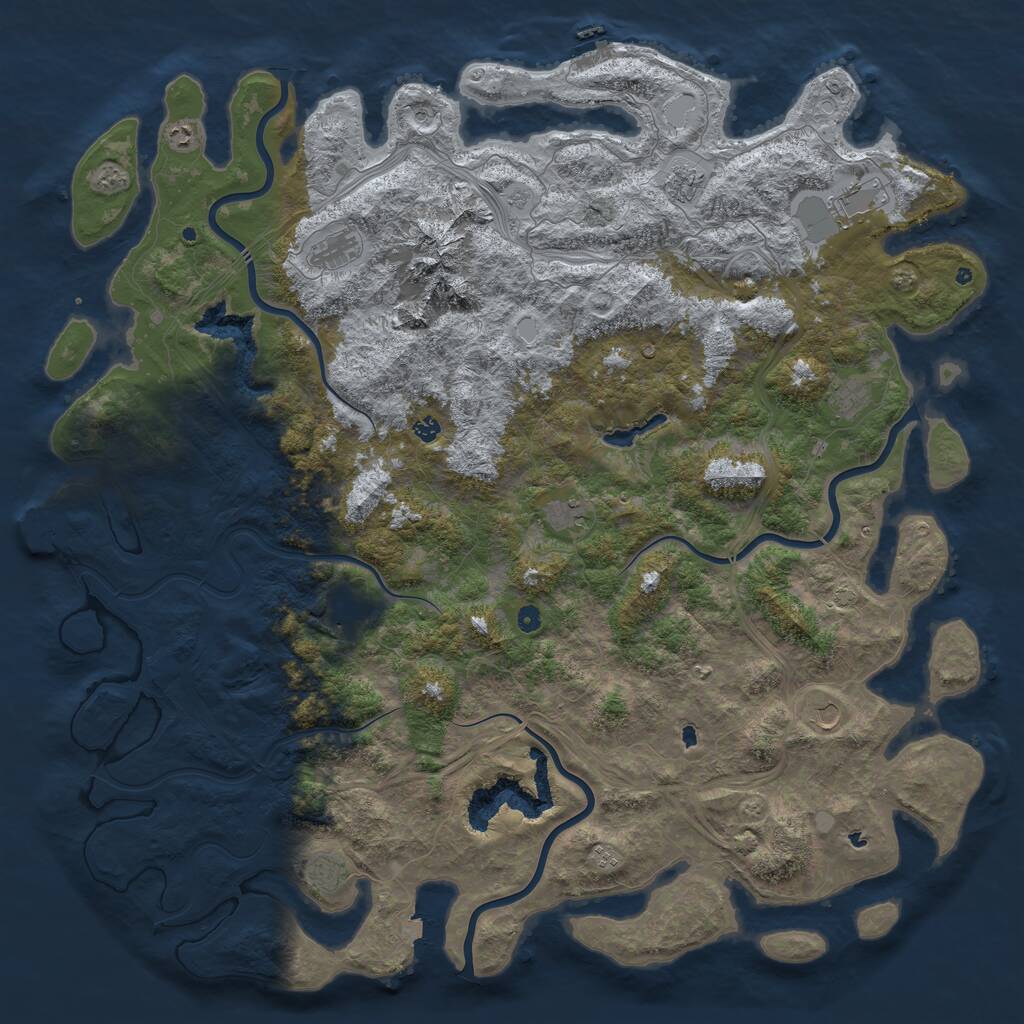 Rust Map: Procedural Map, Size: 6000, Seed: 949603634, 17 Monuments