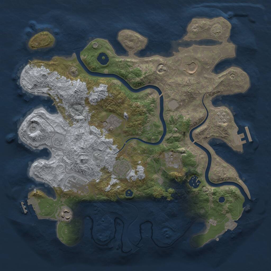 Rust Map: Procedural Map, Size: 3500, Seed: 80424841, 14 Monuments