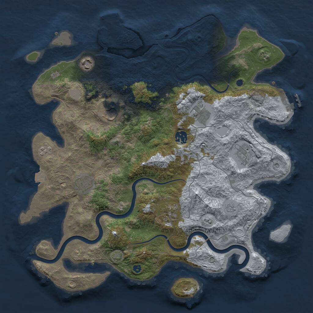 Rust Map: Procedural Map, Size: 3750, Seed: 23609418, 14 Monuments