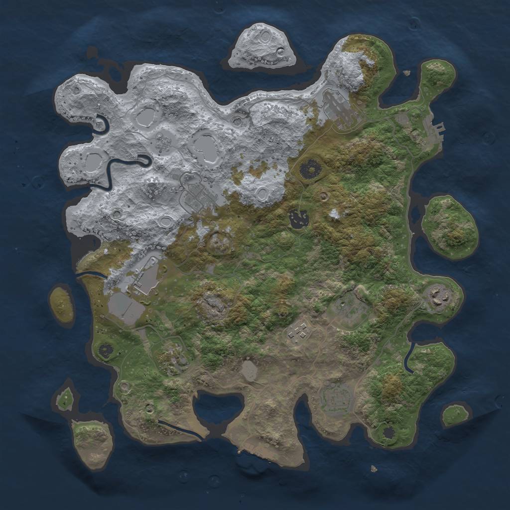 Rust Map: Procedural Map, Size: 3750, Seed: 8726, 18 Monuments