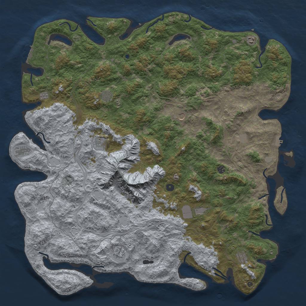 Rust Map: Procedural Map, Size: 6000, Seed: 345156, 20 Monuments