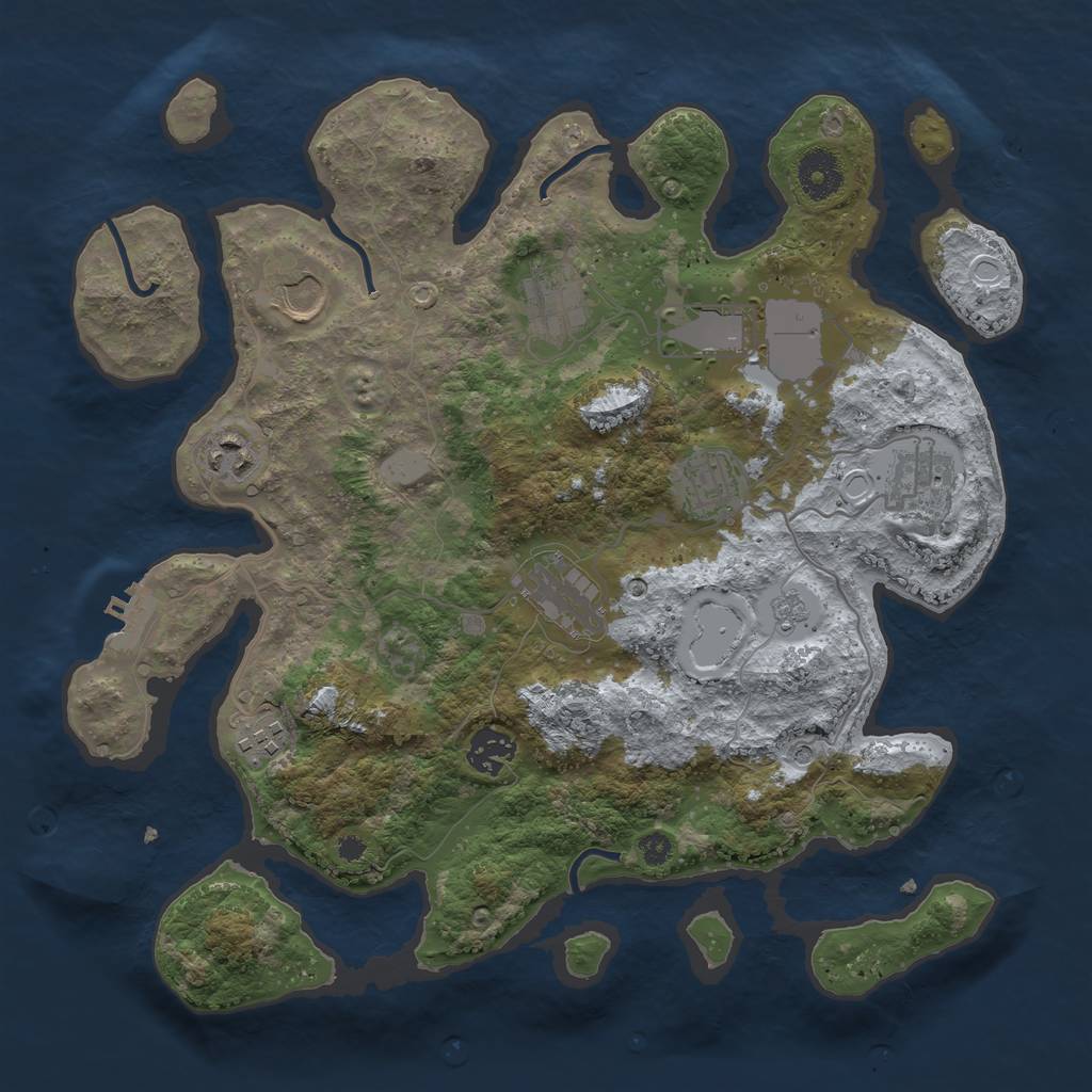 Rust Map: Procedural Map, Size: 3500, Seed: 52376941, 17 Monuments