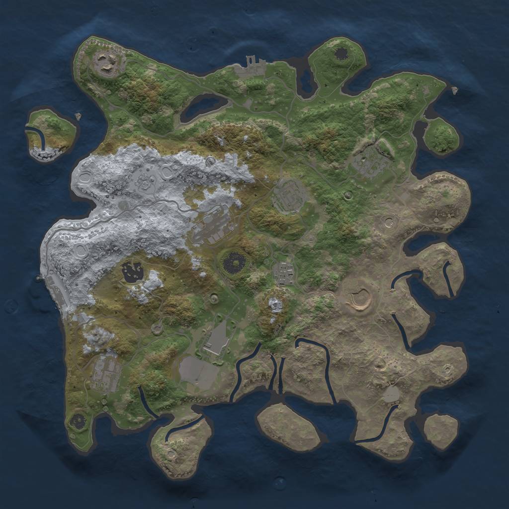Rust Map: Procedural Map, Size: 3500, Seed: 77418009, 18 Monuments