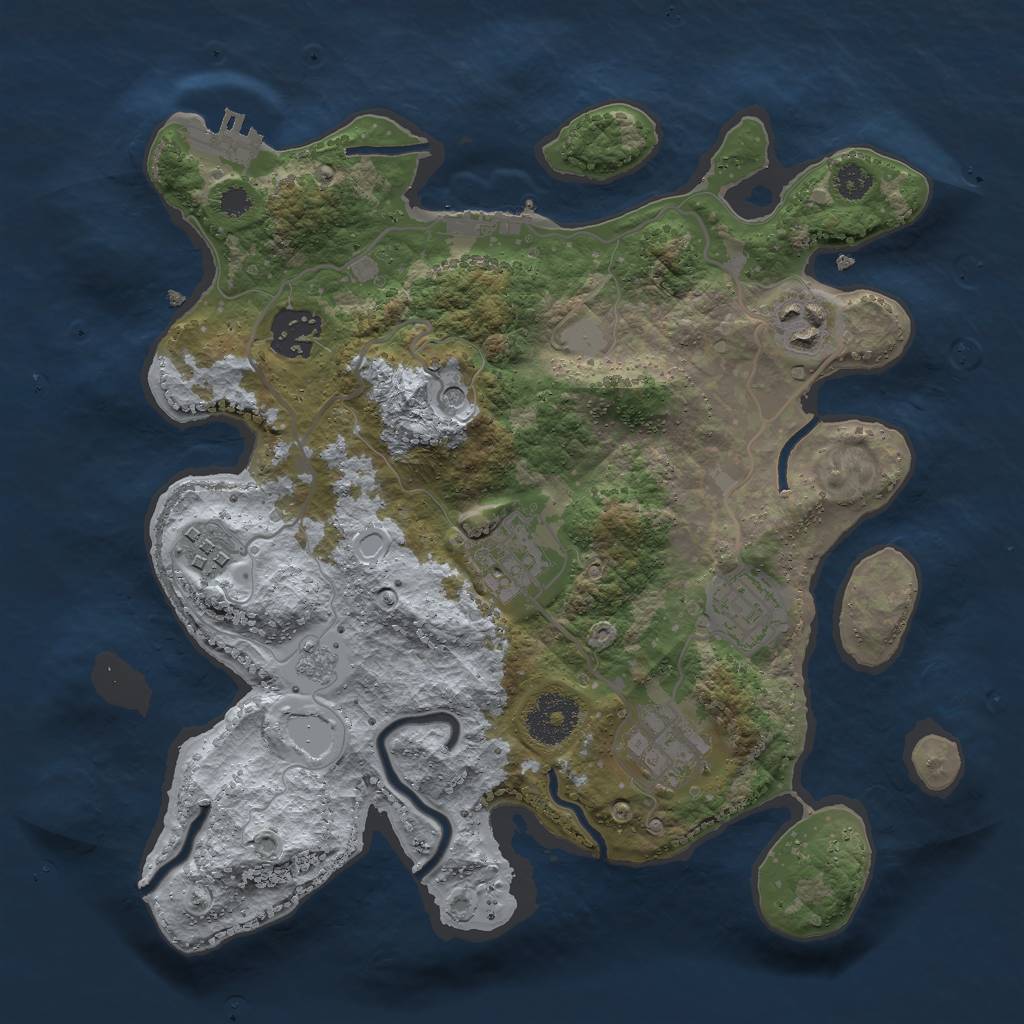 Rust Map: Procedural Map, Size: 3000, Seed: 12925, 13 Monuments