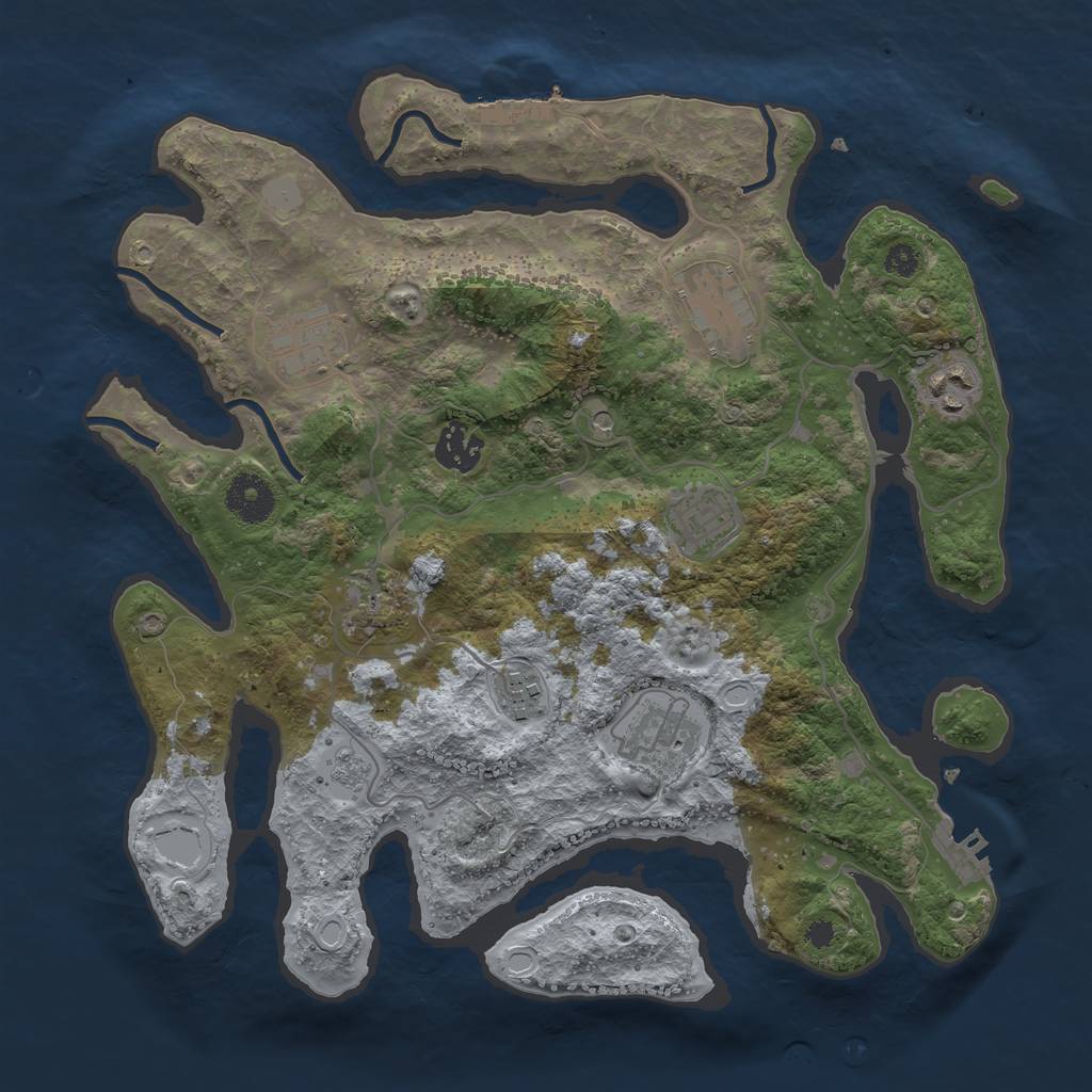 Rust Map: Procedural Map, Size: 3400, Seed: 1221010414, 17 Monuments