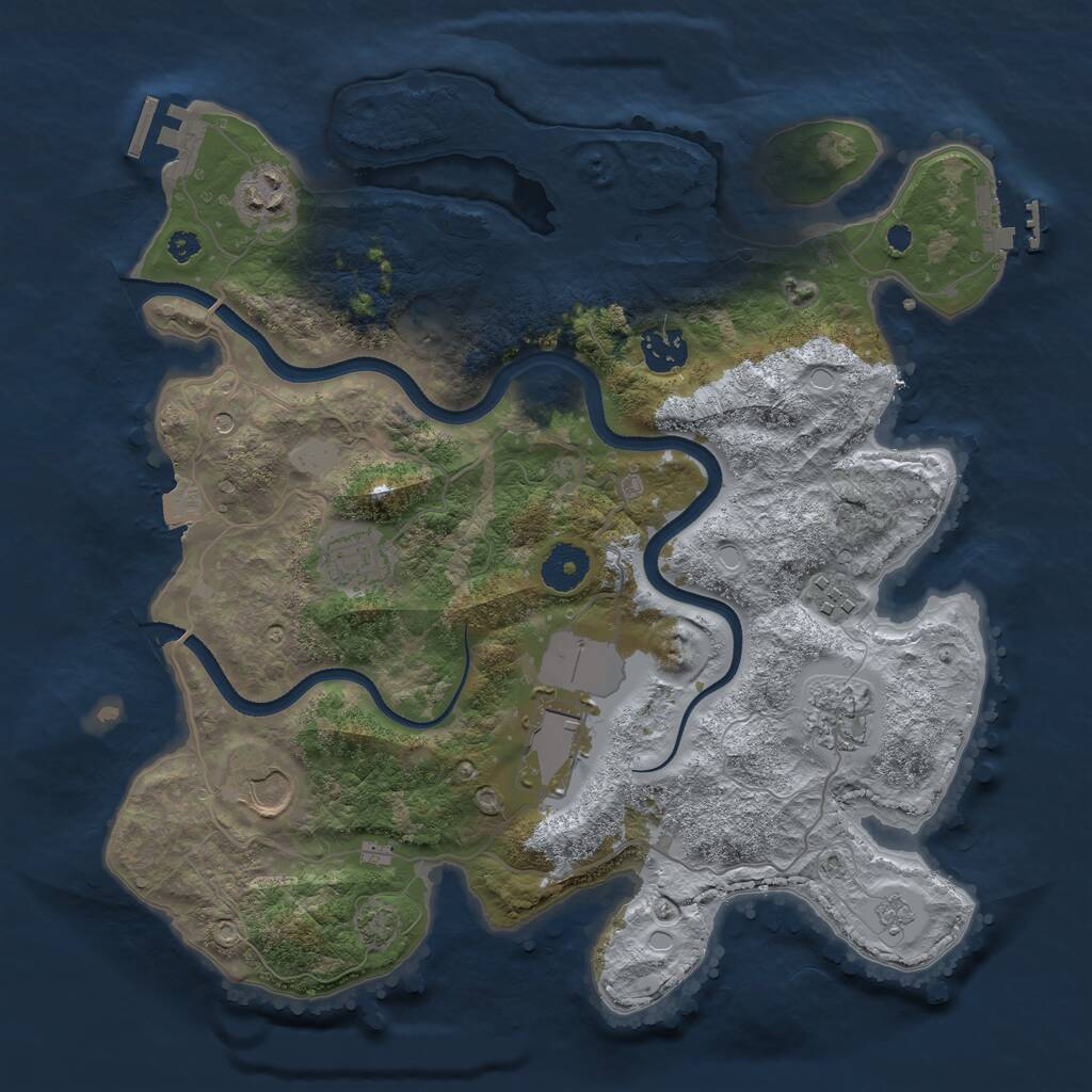 Rust Map: Procedural Map, Size: 3500, Seed: 30790493, 13 Monuments