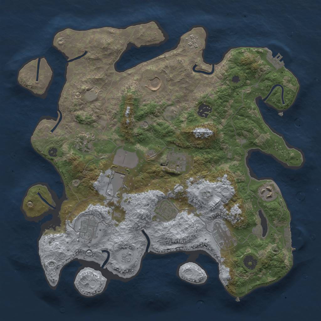 Rust Map: Procedural Map, Size: 3500, Seed: 75757228, 19 Monuments
