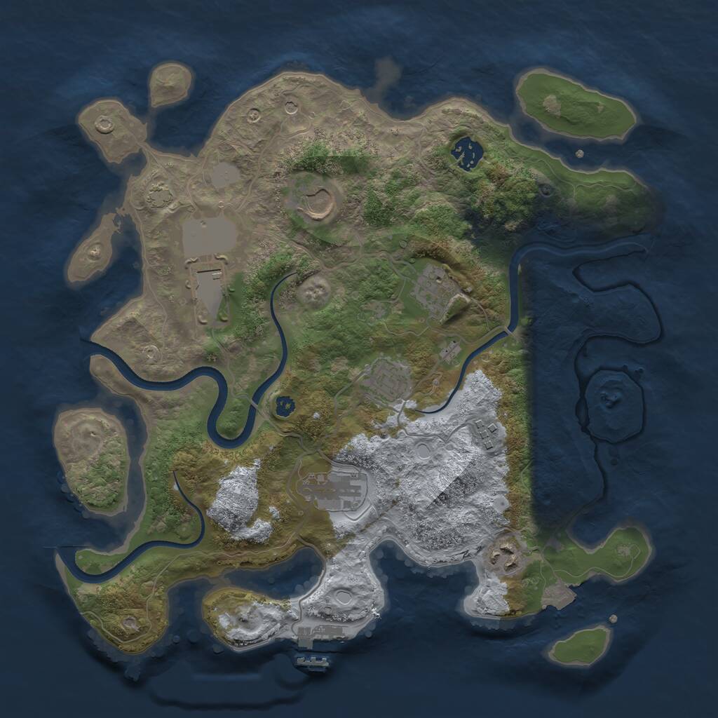 Rust Map: Procedural Map, Size: 3500, Seed: 74072292, 12 Monuments