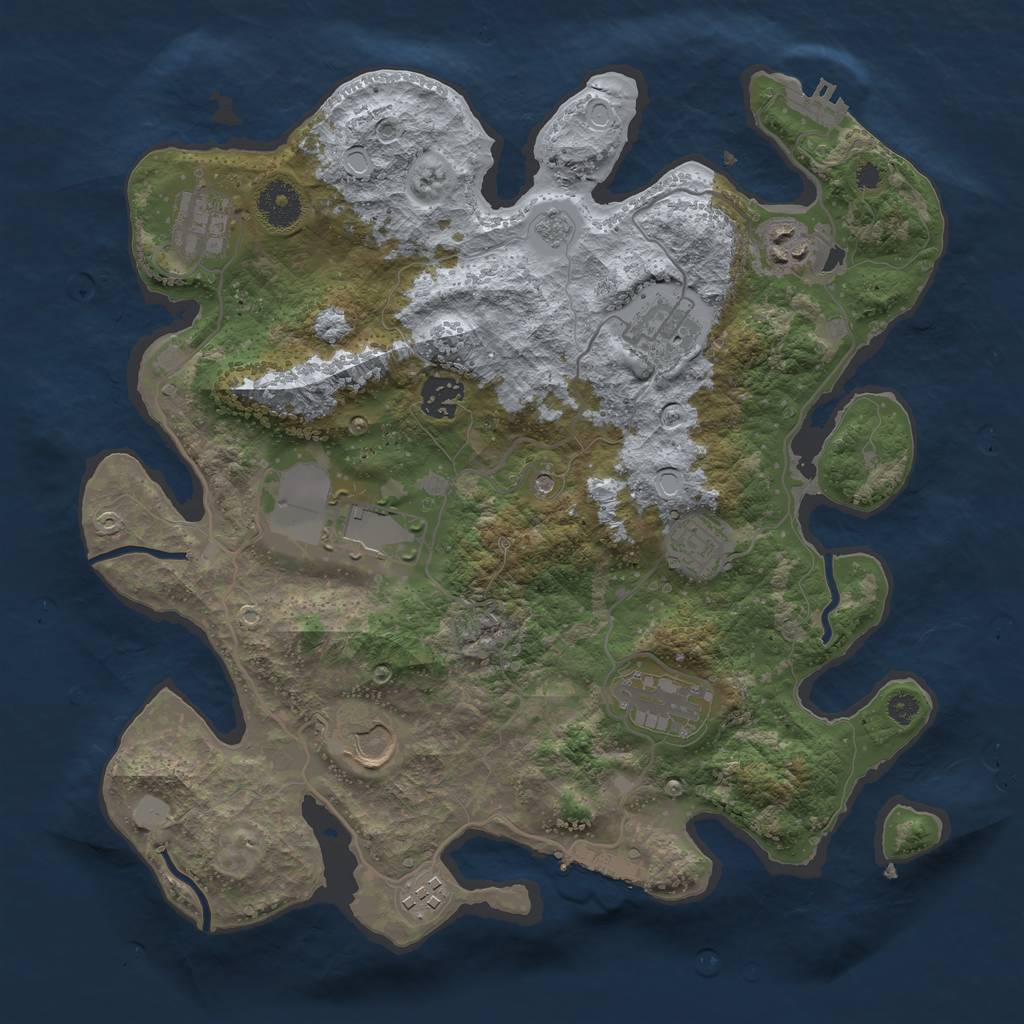 Rust Map: Procedural Map, Size: 3500, Seed: 49431729, 18 Monuments