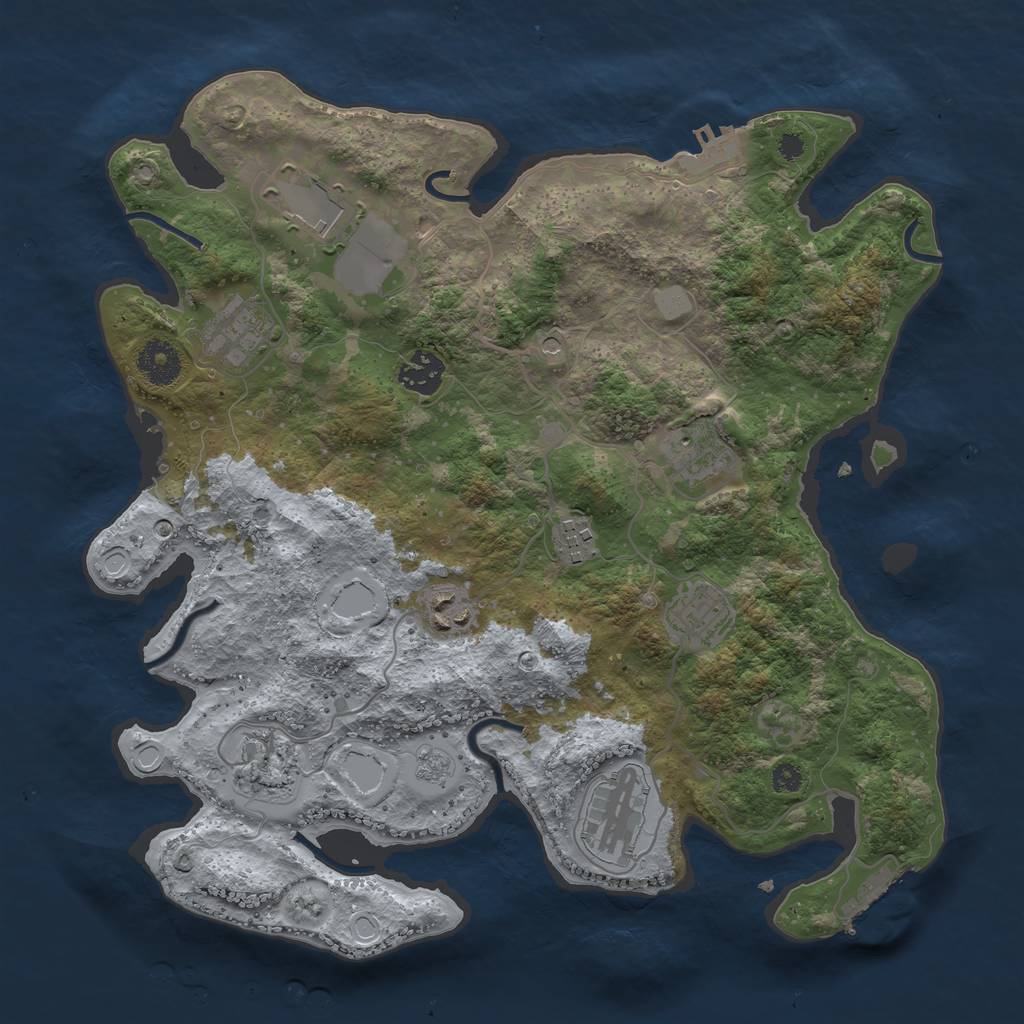 Rust Map: Procedural Map, Size: 3500, Seed: 127738053, 18 Monuments