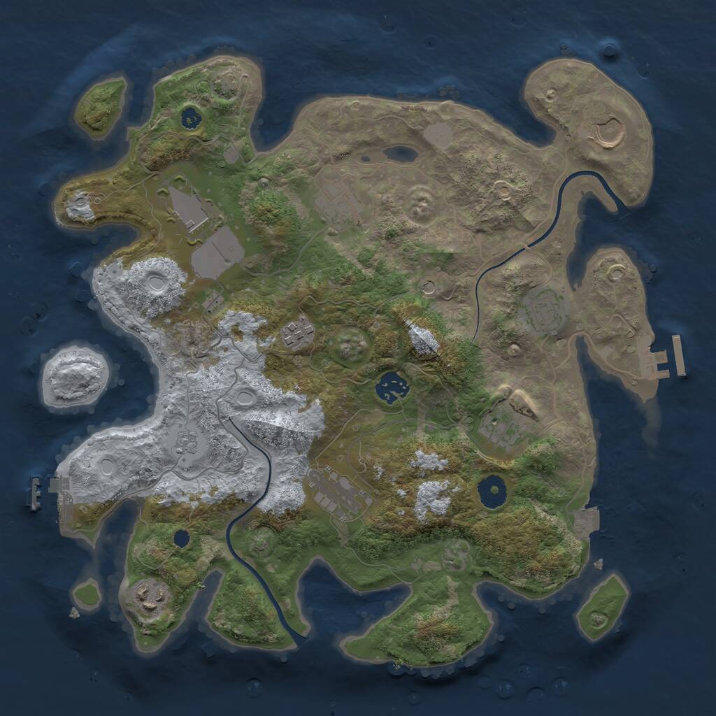 Rust Map: Procedural Map, Size: 3500, Seed: 1740819405, 15 Monuments