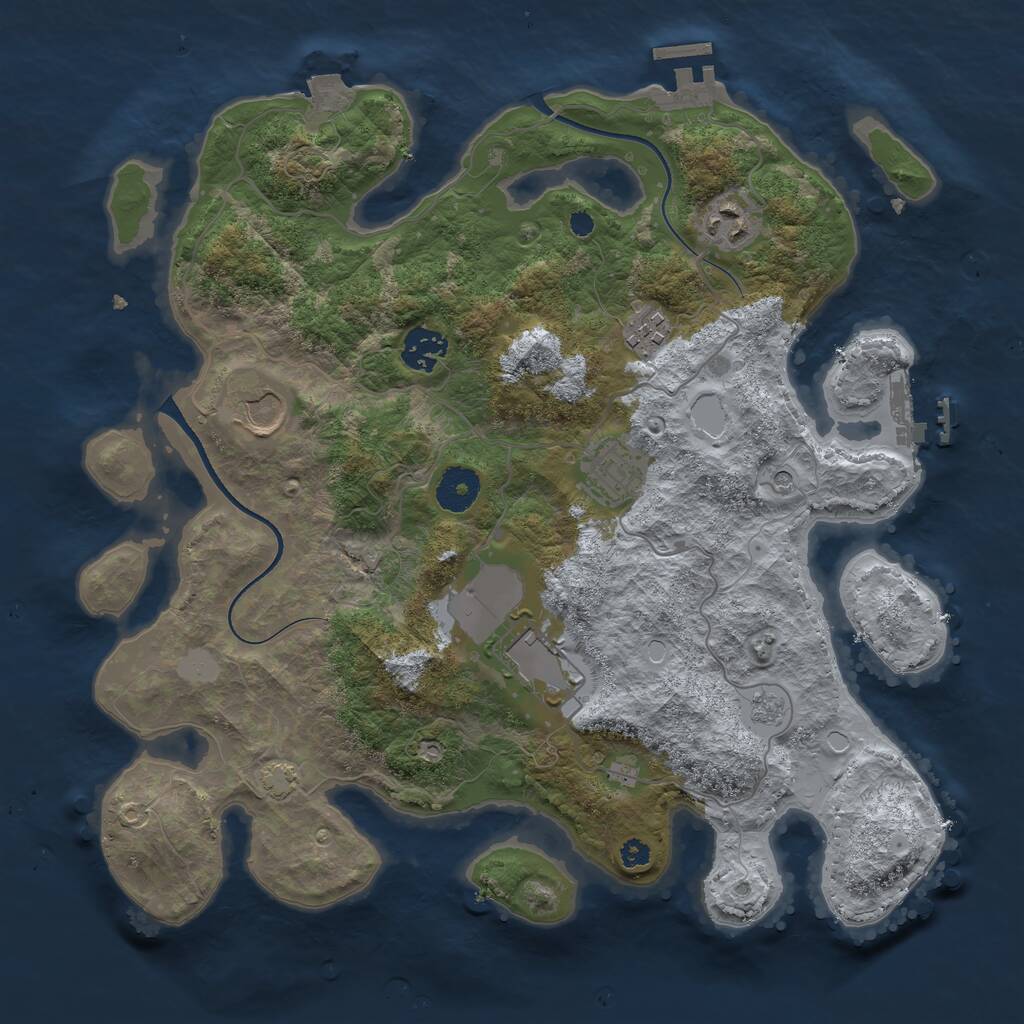 Rust Map: Procedural Map, Size: 3500, Seed: 13139133, 12 Monuments