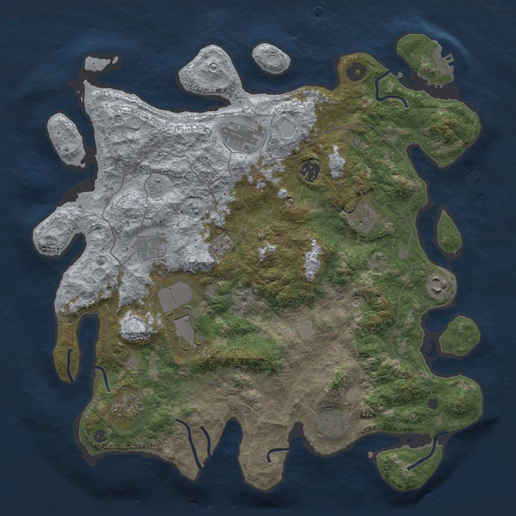 Rust Map: Procedural Map, Size: 4000, Seed: 1364019823, 17 Monuments
