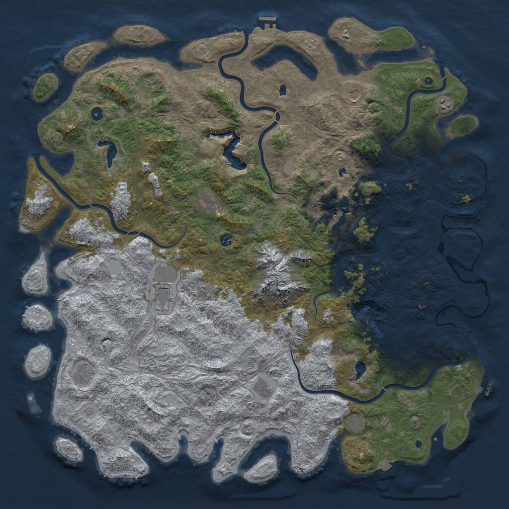 Rust Map: Procedural Map, Size: 6000, Seed: 17111975, 17 Monuments
