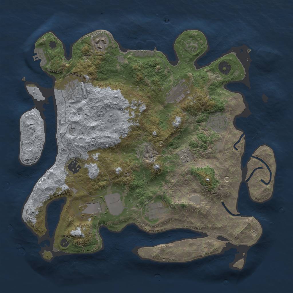 Rust Map: Procedural Map, Size: 3500, Seed: 31156280, 17 Monuments