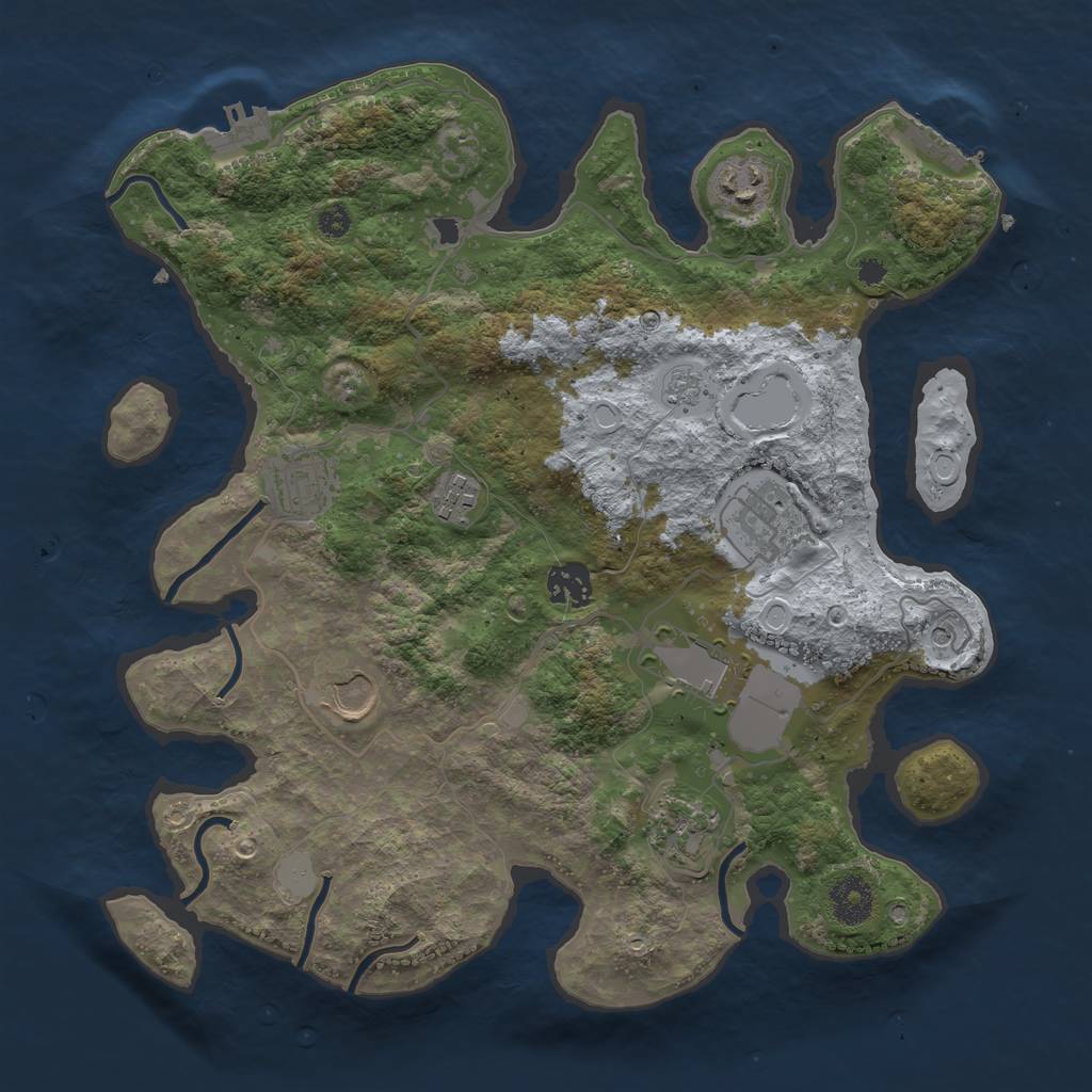 Rust Map: Procedural Map, Size: 3500, Seed: 3600792, 17 Monuments