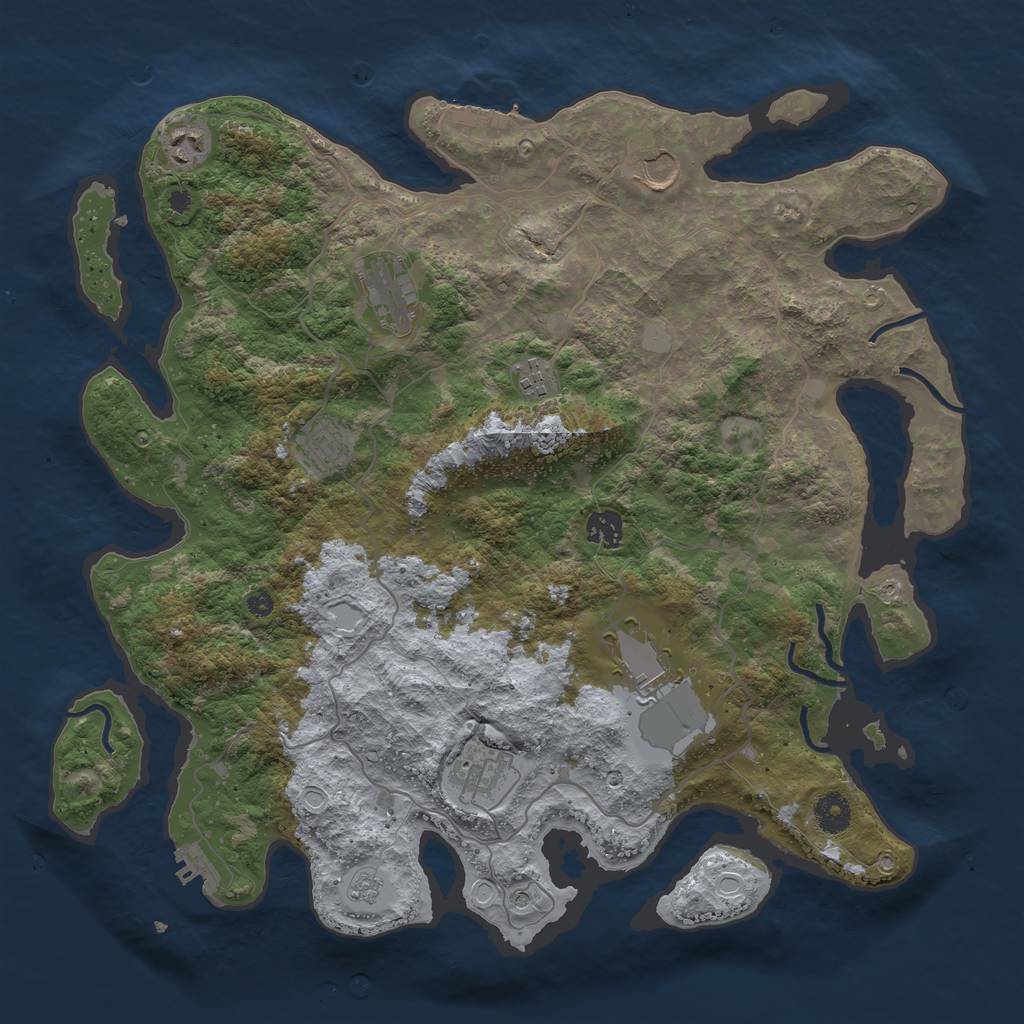 Rust Map: Procedural Map, Size: 4000, Seed: 1161777943, 17 Monuments