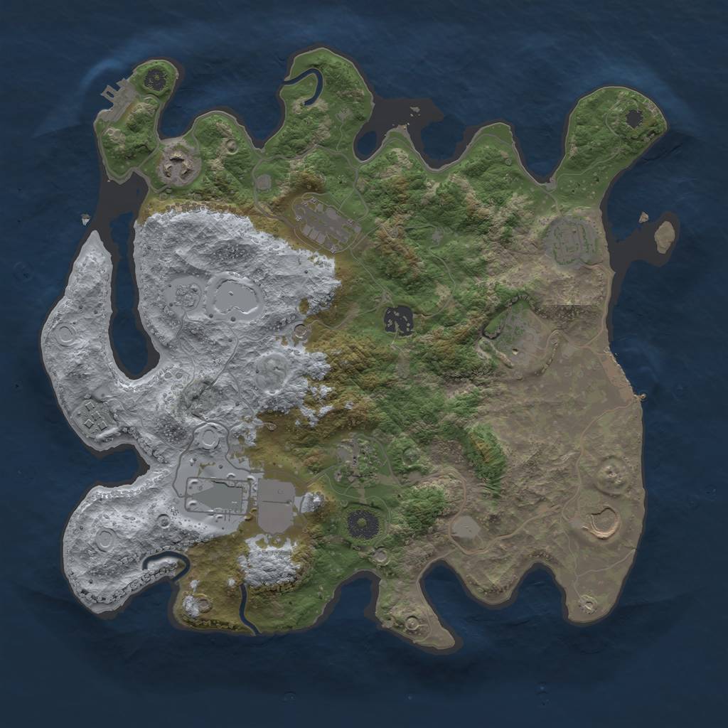 Rust Map: Procedural Map, Size: 3500, Seed: 1019630917, 18 Monuments