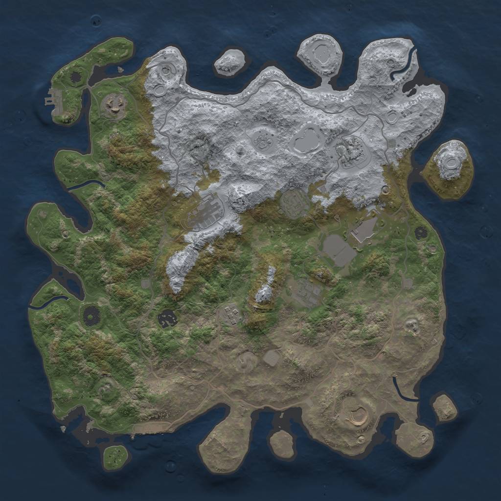 Rust Map: Procedural Map, Size: 4000, Seed: 1677485846, 18 Monuments