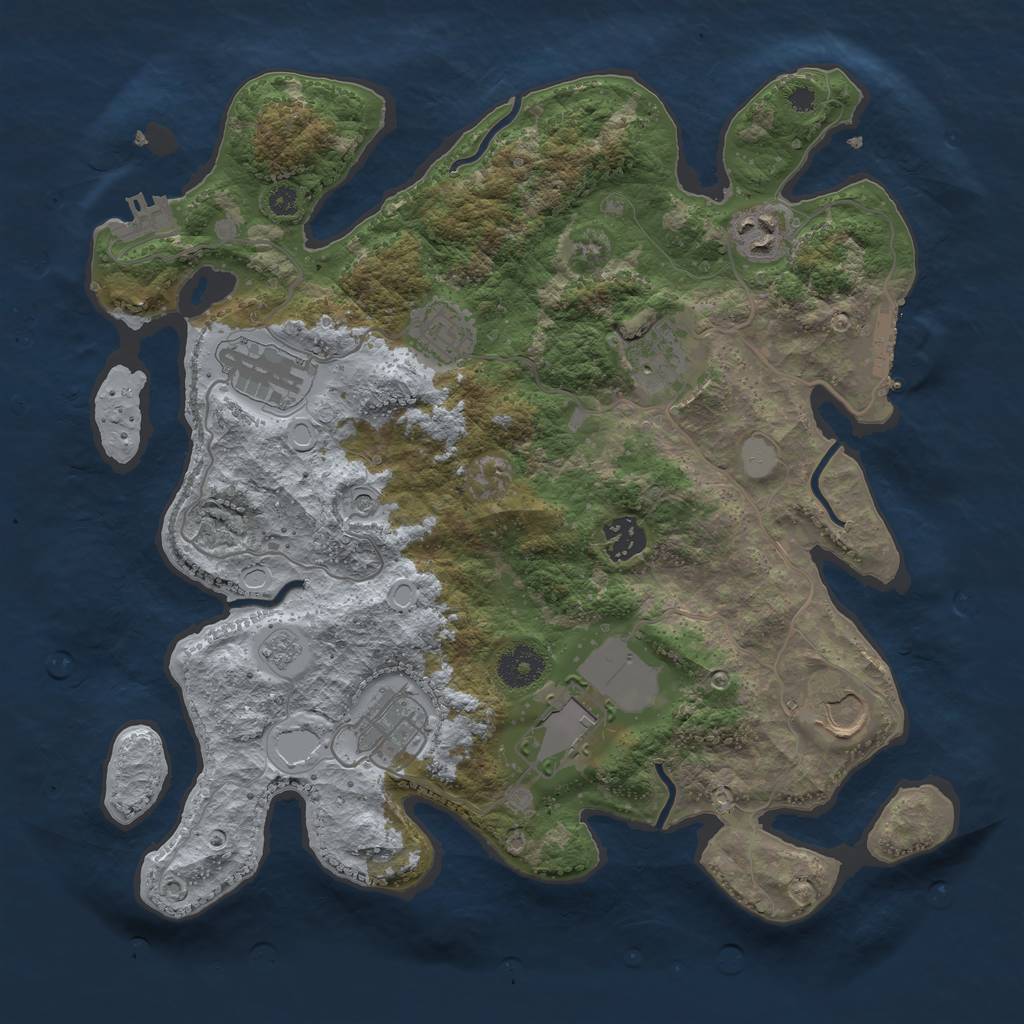 Rust Map: Procedural Map, Size: 3500, Seed: 770025, 17 Monuments
