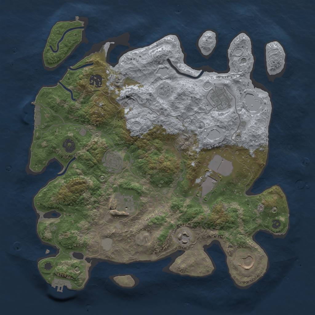 Rust Map: Procedural Map, Size: 3500, Seed: 24726650, 16 Monuments